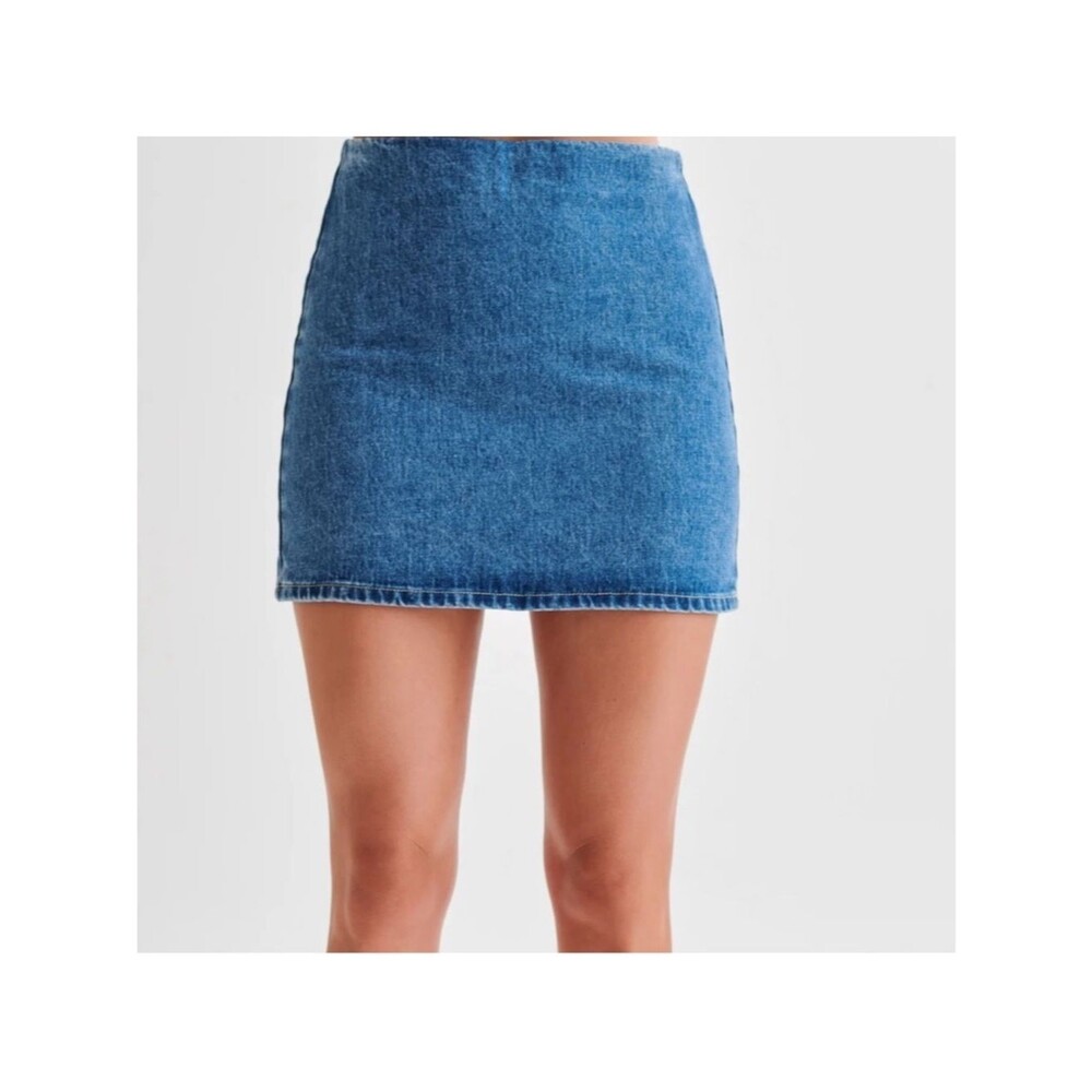 MESHKI Ellie Denim Mini Skirt Dark Blue L